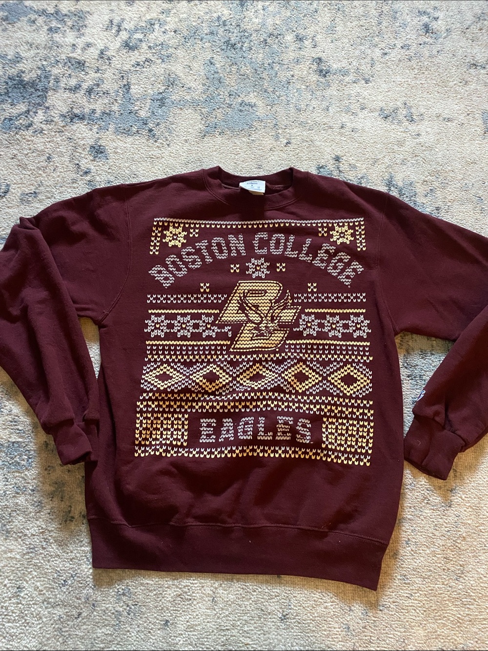 Champion Maroon Boston College Eagles Patterned Crewneck